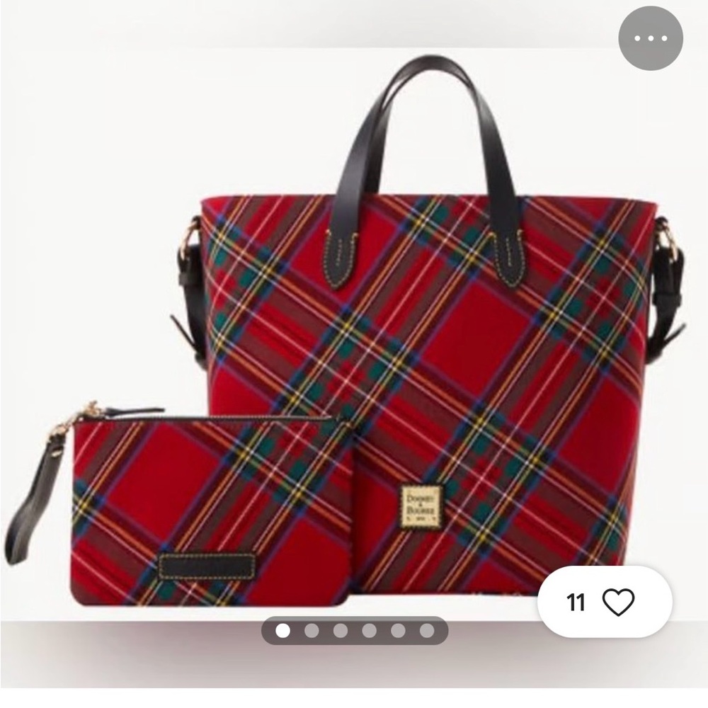 Dooney & Bourke Red and black plaid Large Erica with clutch